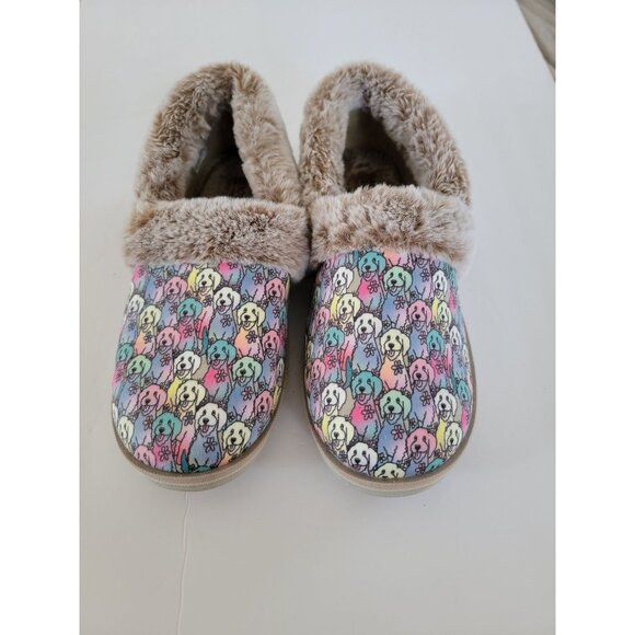 Bobs Skechers Too Cozy Snuggle Rovers Dogs Black Womens Memory Foam Slippers - Picture 2 of 8